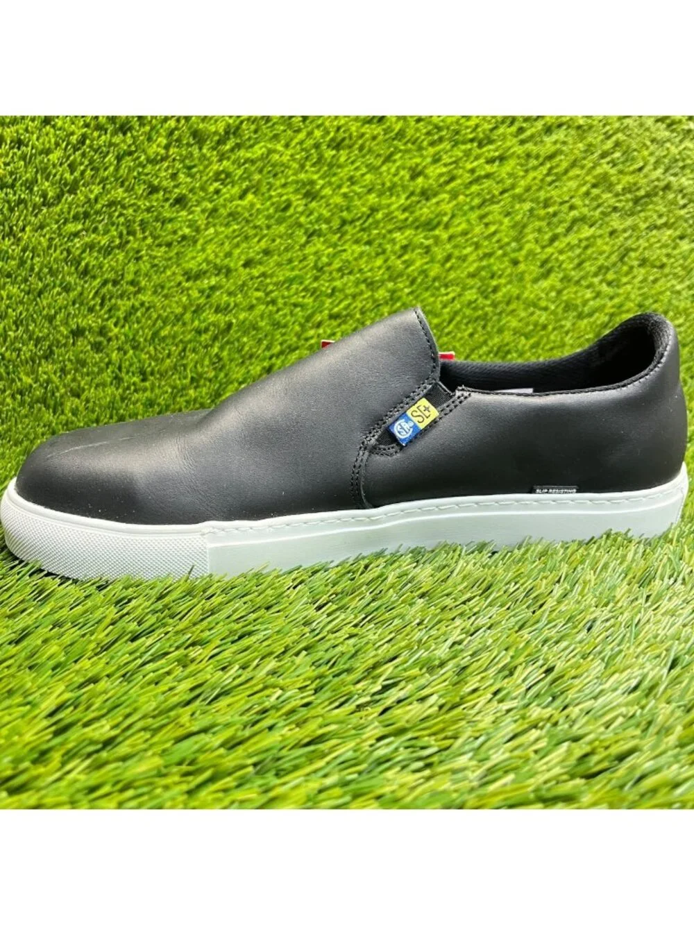 Mellow Walk Owen Mens Size 10EE Black Leather Steel Toe Safety Slip-On Shoes